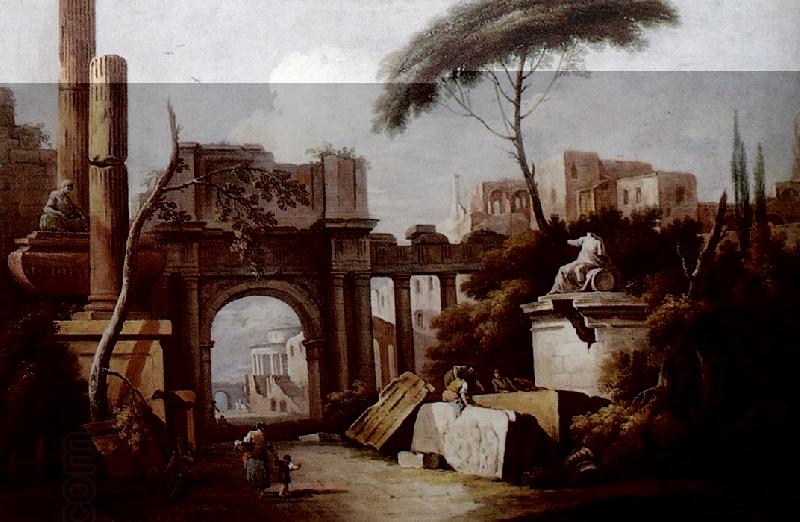 ZAIS, Giuseppe Ancient Ruins with a Great Arch and a Column fgu China oil painting art